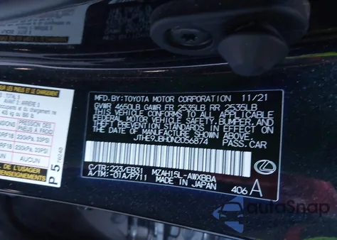 2022 Lexus Ux 250H F Sport из США, поврежденный, VIN JTHE9JBH0N2056874